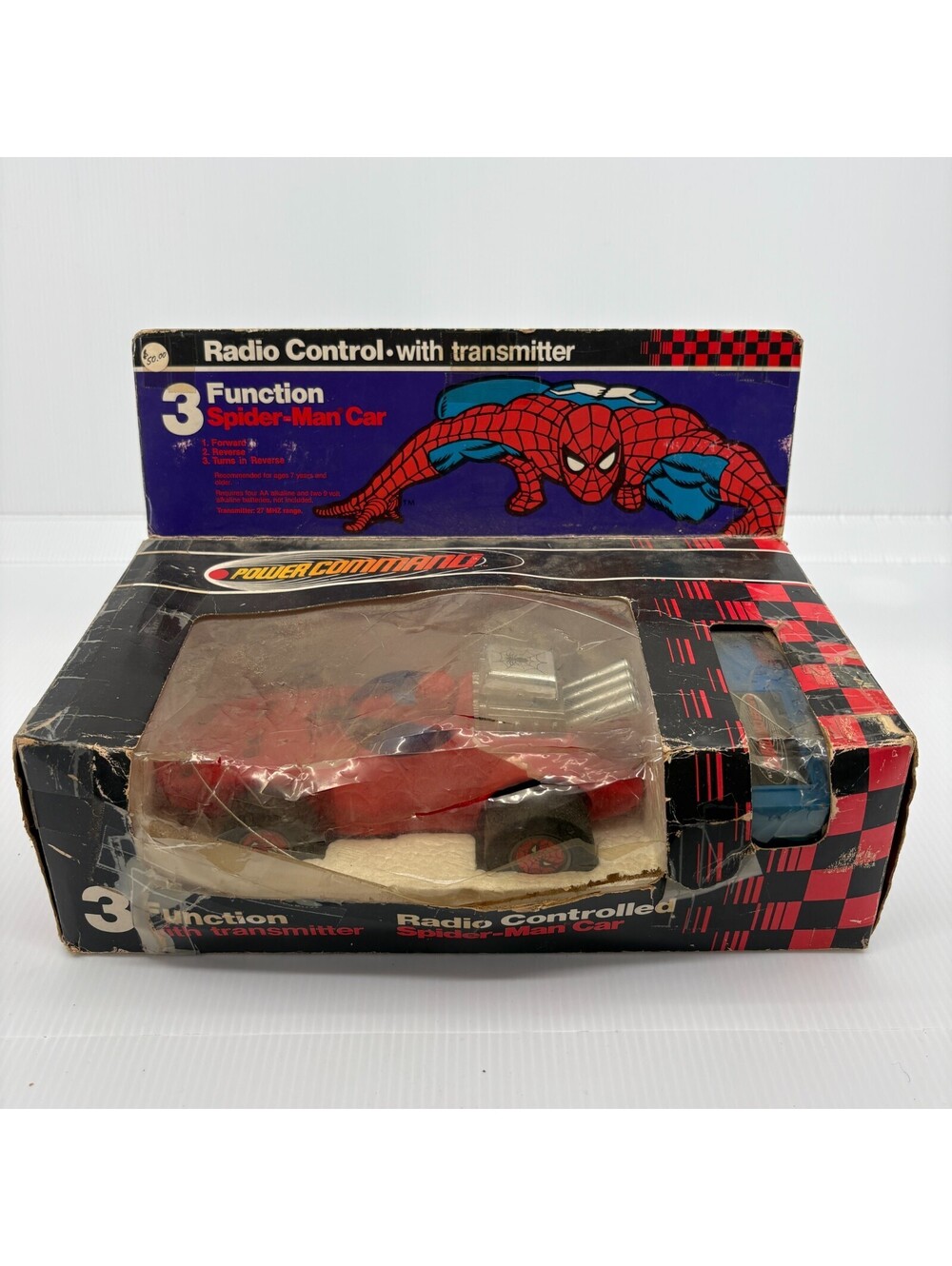 1979 AHI Power Command Spider-Man Car No 6852 3 Function RC Toy With Transmitter